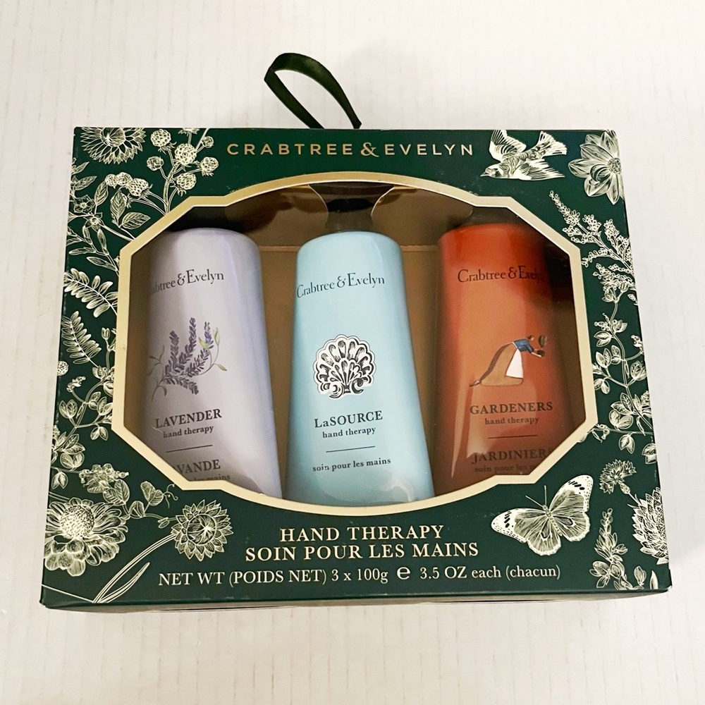 Crabtree & Evelyn Lotion Set of 3 Tubes Hand Therapy 3.5 oz Ea Boxed Gift Set